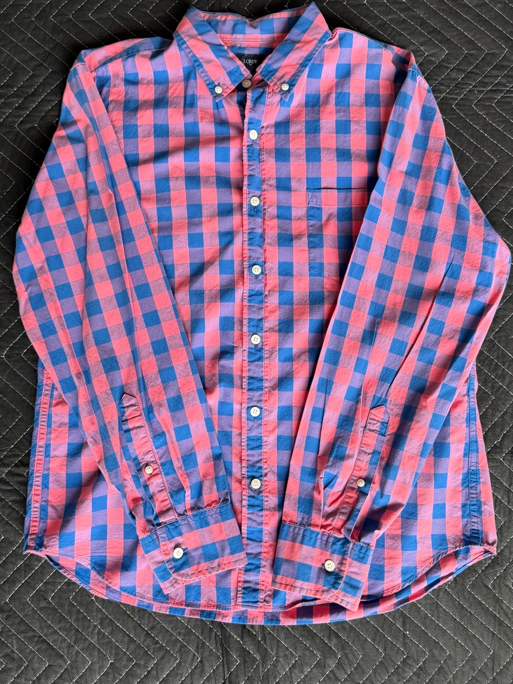 J. Crew Pink and Blue Check Button-Down Shirt
